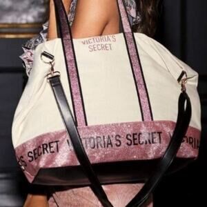 Victoria`s Secret Weekender Tote Bag pink Sparkle Glitter Metallic Bling